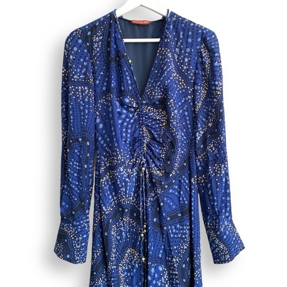 Altuzarra Mila Dress 36 Silk Asymmetric Ruched Long Sleeve Printed Midi Dress - Picture 6 of 16